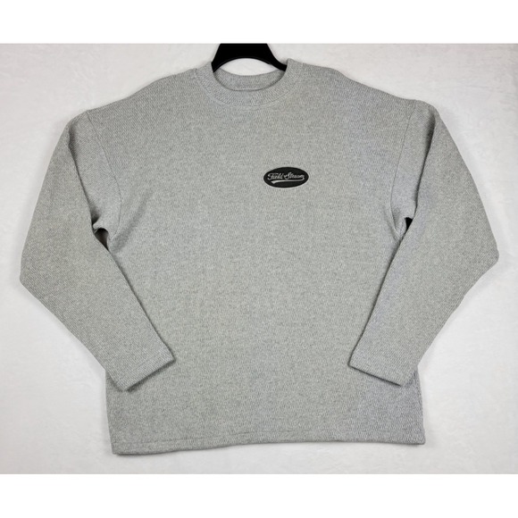 VTG Field Stream Sweatshirt Sweater Made in USA XL Gray Waffle Knit Thermal EC - Picture 1 of 8